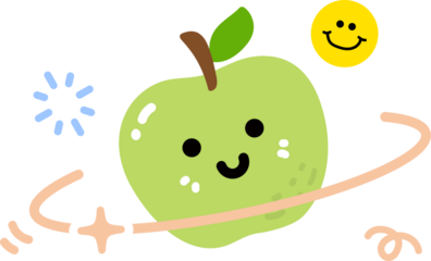 Cute Green apple Cartoon Illustration
