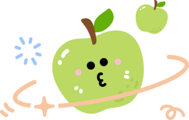 Cute Green apple Cartoon Illustration