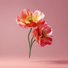Floral Elegance: Vibrant Flowers with Delicate Petals in Botanical Art for Modern Home Decor