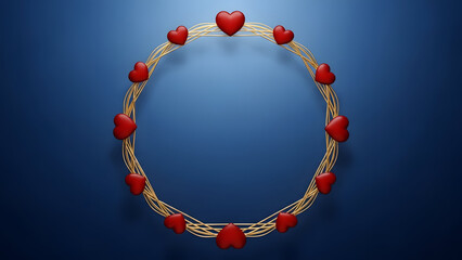 Red Hearts Arranged in a Circle on a Blue Gradient Background love symbol
