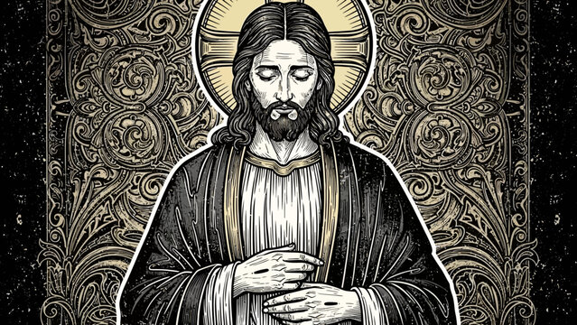Jesus Christ Iconic Religious Figure Illustration.