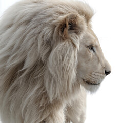 Majestic White Lion Profile: Captivating Wildlife Portraits of Endangered Majestic Predators with Ferocious Mane in Natural Habitat