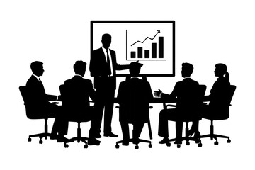 Business Meeting Presentation Silhouette with Growth Chart