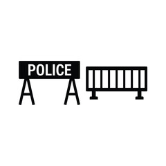 Police barricade roadblock silhouette icon