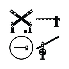 Railway crossing gate silhouette icon