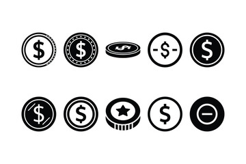 Coin currency money silhouette icon