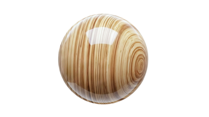 Glossy Wooden Sphere with Swirling Grain Pattern