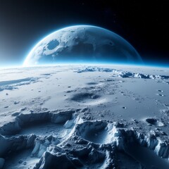 Vast Lunar Surface Under a Giant Planet's Gaze