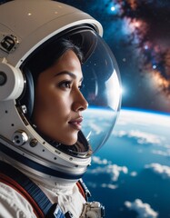 Envisioning the Future A Determined Astronaut's Gaze Towards New Horizons in Space