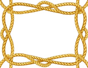 A stylized, golden rope border frames a white interior space
