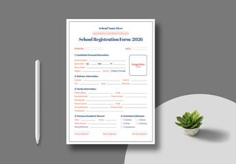 School Registration Form Template