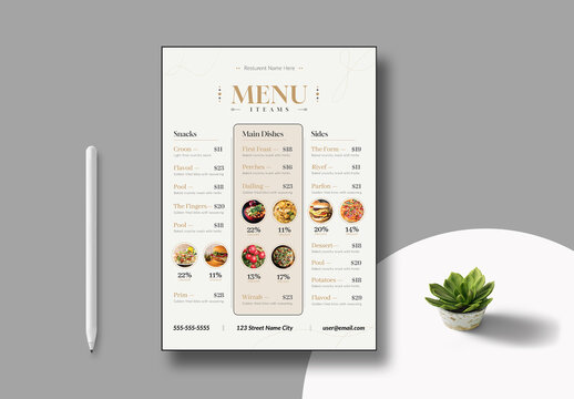Restaurant Food Menu Layout