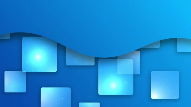 Abstract background with glowing blue squares on a wavy gradient surface, conveying a futuristic and technological mood.
