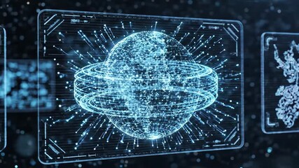 Futuristic digital globe and data interface - Powered by Adobe