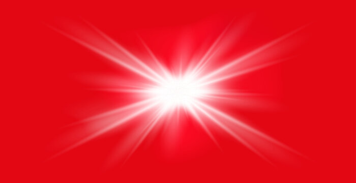 Red background with warm sunlight and sun glare effect. Soft glowing rays, sun glare and summer atmosphere for abstract nature backgrounds.