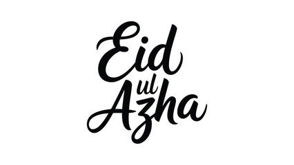 Eid ul adha hand lettering typography isolated on white background, elegant islamic greeting calligraphy design for eid al adha festival celebration © Zavivec
