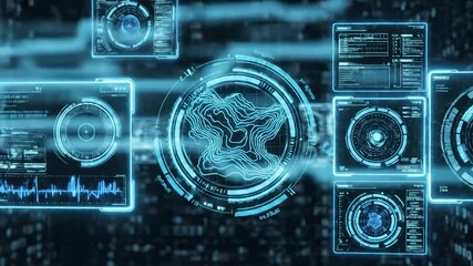 Futuristic digital interface with data visualization - Powered by Adobe