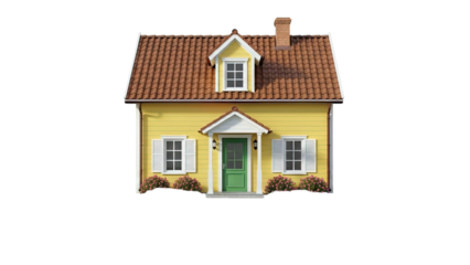 Charming Yellow House with Green Door and Dormer Window