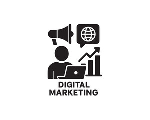 Digital Marketing silhouette icon vector design illustration