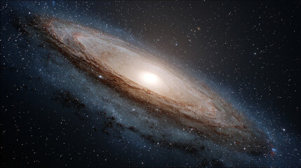 A spiral galaxy, a vast cosmic structure, with its luminous core and swirling arms, is a mesmerizing view