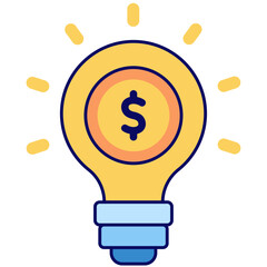 A lightbulb with a dollar coin inside representing creative financial ideas and startup funding