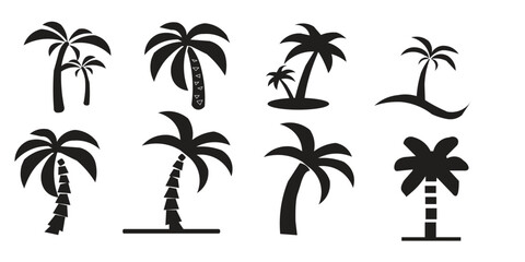 Collection of diverse palm tree silhouettes © Jannati
