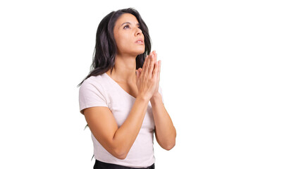 Woman praying, hoping, believing, and seeking spiritual guidance