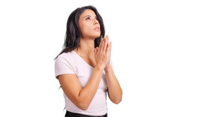 Woman praying, hoping, believing, and seeking spiritual guidance