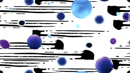 Stripe animal motif. Seamless pattern line and crackle textures. Modern summer geometric shapes on abstract brush. Contrast graphic vector background. Watercolor blobs and daubs, ink and stains.