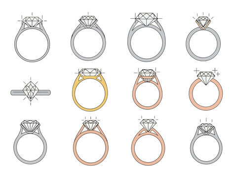 Collection of Diamond Ring Designs and Blueprints.