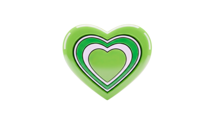 Concentric Green Hearts with White Accents