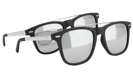 Pair of Black and Silver Sunglasses with Mirrored Lenses