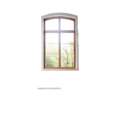 Arched window framing a bright, blurred outdoor scene