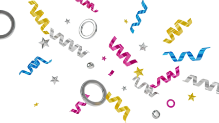 Confetti and Streamers Background with Stars