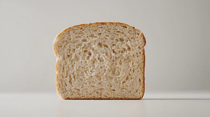 Whole grain bread slice with soft texture and light color, showcasing its airy interior and wholesome appearance