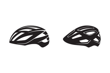 Bike helmet silhouette with white background