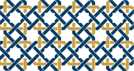 Geometric pattern with blue and gold arrows on black background