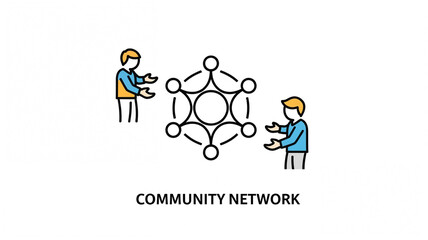 Community Network Illustration Representing Social Connectivity and Collaboration