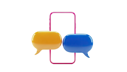 3D Render of Smartphone with Chat Bubbles