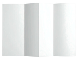 A flat, folded piece of white paper, showing four panels created by vertical folds. It has a slightly shadowed effect