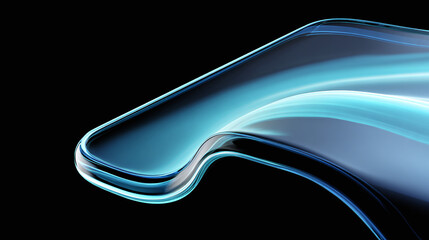 An artistic glass with beautiful curved shape in a dark background. The glass features an abstract pattern and shows elegant curves