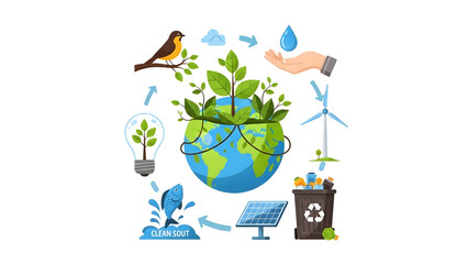 Environmental Sustainability Concept With Earth and Renewable Energy