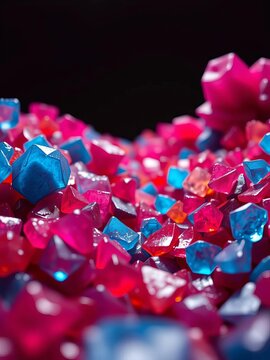 Azure and ruby forms in a saturated echelon, a low-angle wide perspective of colorful diversity,  chromatic array,  bold colors