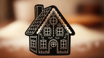 Gingerbread house cookie vector illustration, festive holiday dessert flat design, scalable art