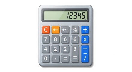 Modern calculator with display showing numbers vector illustration flat design
