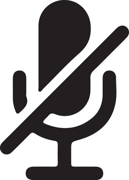 Black microphone with a diagonal line through it on transparent background mute silent talking quiet not speak speaking voice audio sound prohibited forbidden icon symbol
