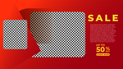 SALE OFFERS AND PROMOTION TEMPLATE BANNER DESIGN.COLORFUL GRADIENT RED COLOR BACKGROUND VECTOR. GOOD FOR SOCIAL MEDIA POST, COVER , POSTER 
