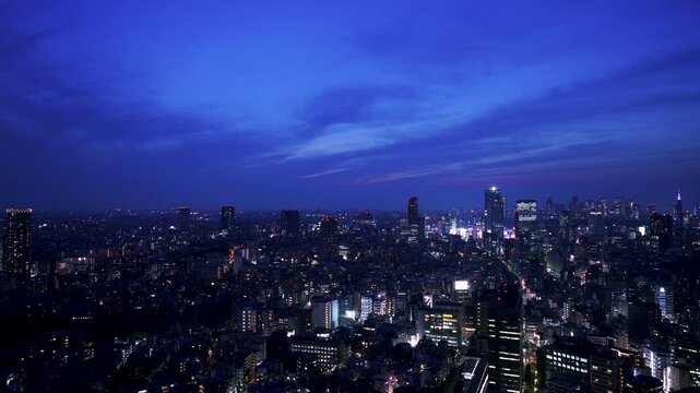 Twilight Time-lapse of Tokyo Cityscape: Meguro and Shibuya District View