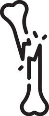 Obraz premium Black silhouette of a broken bone on transparent background fracture icon symbol medical anatomy illustration graphic design element shape form outline health injury skeleton and