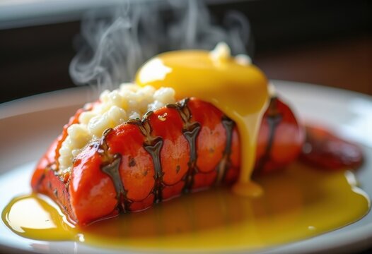 Luxurious Lobster Tail Indulgence Rich Delightfully Crunchy Melted Golden Butter